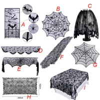 hallowen spider tablecloth black lace cobweb fireplace cover home decortion