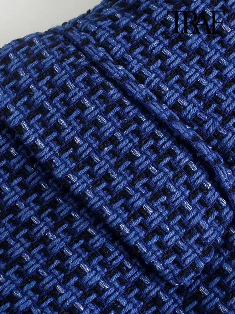 Пиджак женский твидовый двубортный с длинным рукавом и карманами | Женская