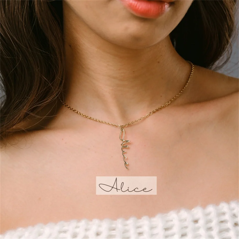 

Customlized Name Necklace for Women Personalized Handwriting Font Nameplate Necklaces Custom Logo Picture Pendants Dropshipping