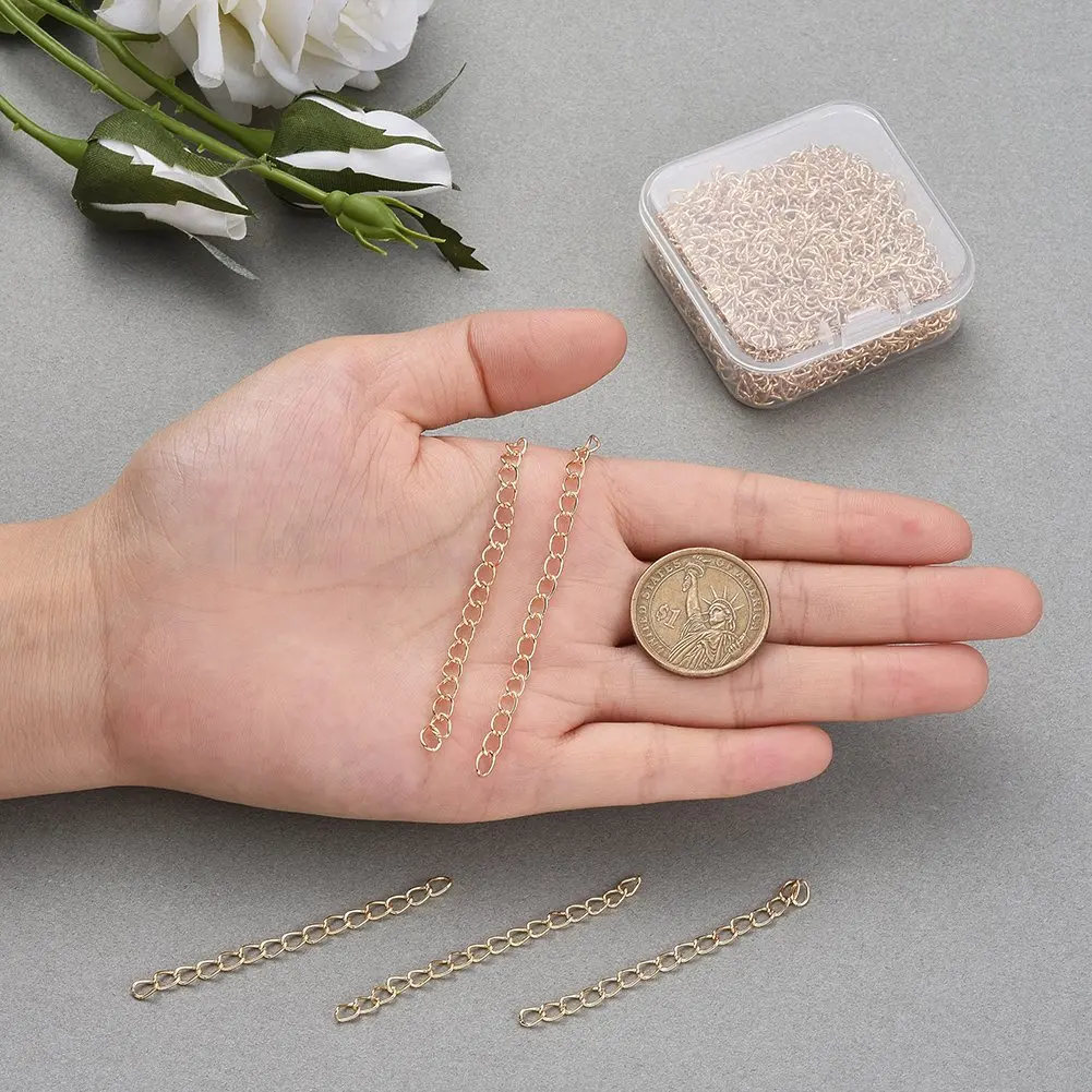 100pcs/Box 70mm 5.4x5.3mm Iron Necklace Bracelet Extension Chain Tail Extender For Diy Handmade Jewelry Accessories Materials