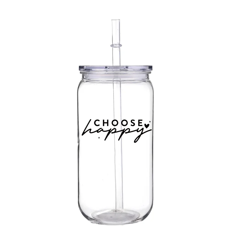 Черные буквы с узором 16 унций печатная чашка для домашних животных соломой