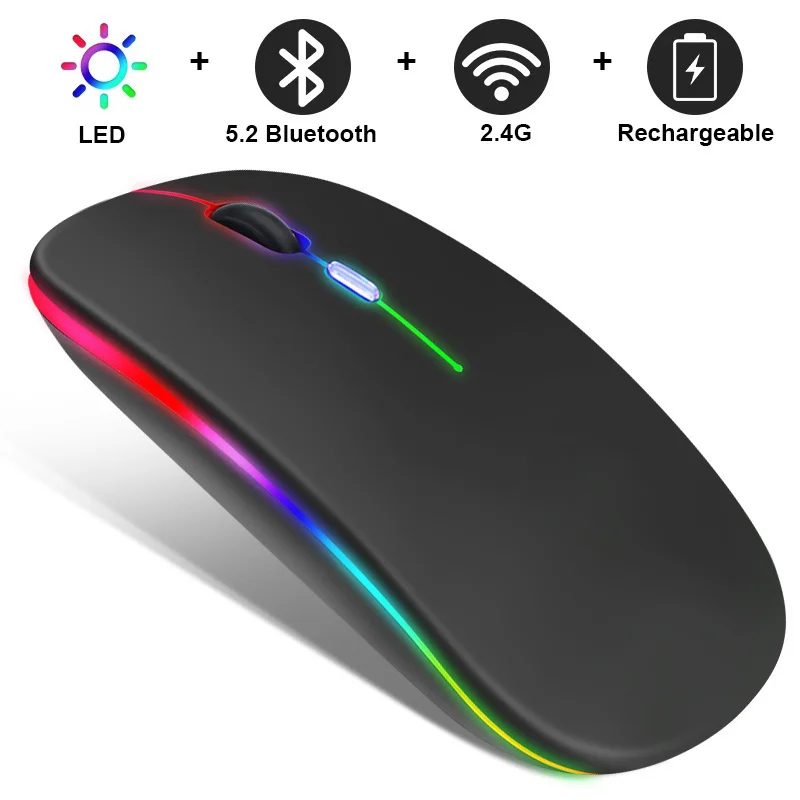 

2022 Ergonomic wireless, charging, Bluetooth, LED backlight, RGB game mouse for laptops and PCs Free shipping