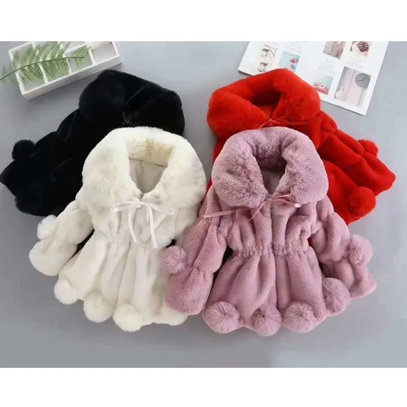 

Fashion Girls Coat Children's Clothing Autumn Winter New Thickened Solid Color Keep Warm Kids Jacket Zipper Plush Long Coats