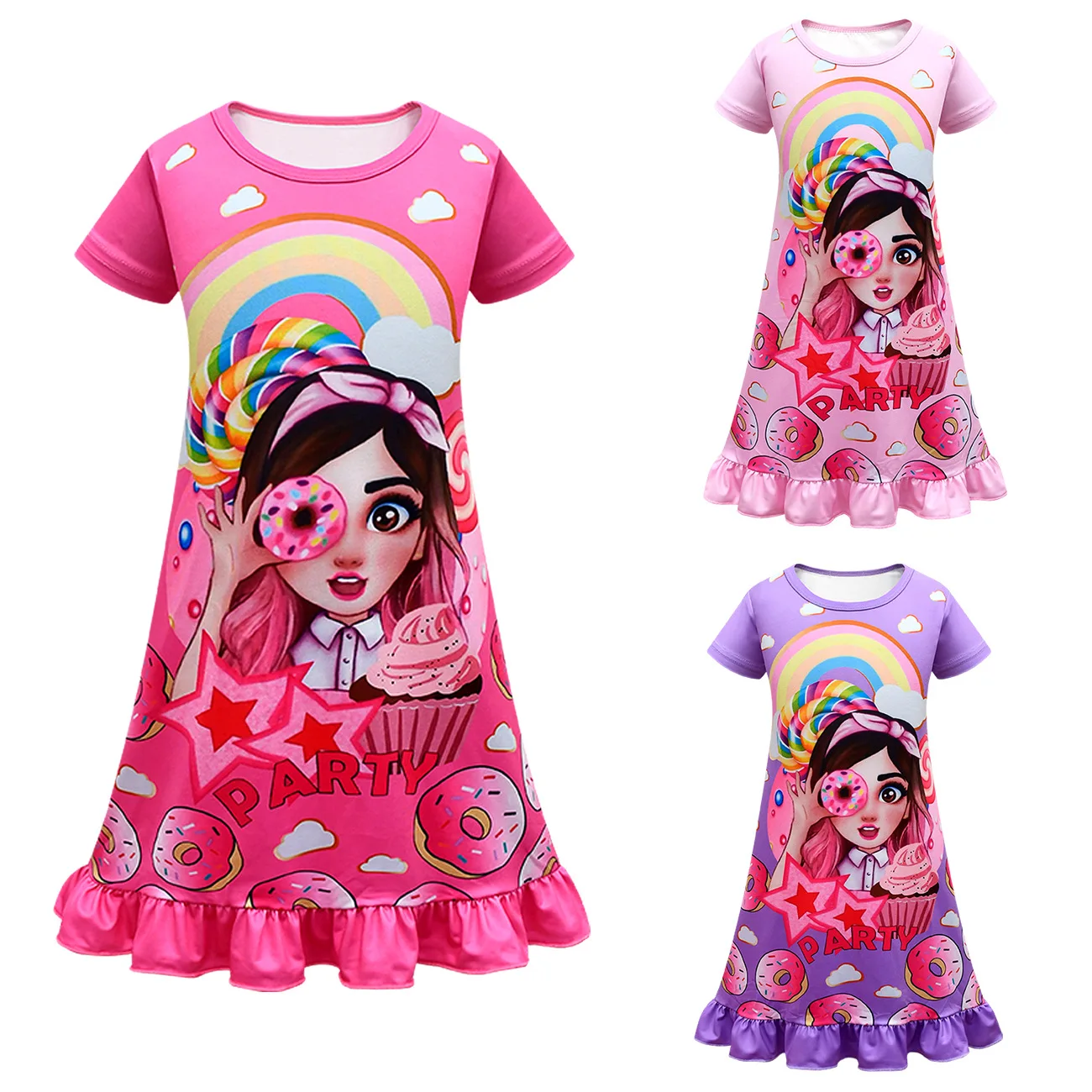 

Детская одежда для девочек Мультяшные МИС пастелитос пижамное платье летние домашние костюмы с коротким рукавом Одежда для отдыха детские подарки на день рождения