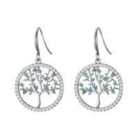 silvery round drop earrings for women hollow out tree of life pattern earrings moda mujer jewelry 2022 fashion pendientes