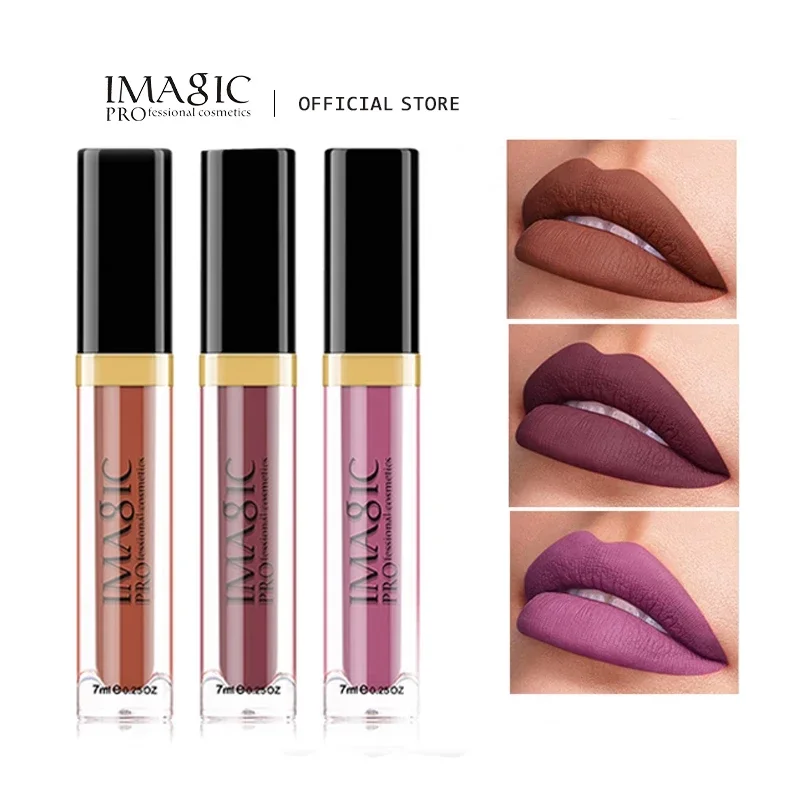

IMAGIV Liquid Lip Gloss Makeup 3pcs Lipstick Hot Color Sexy Matte Lipstick Waterproof Long Lasting Lipstick