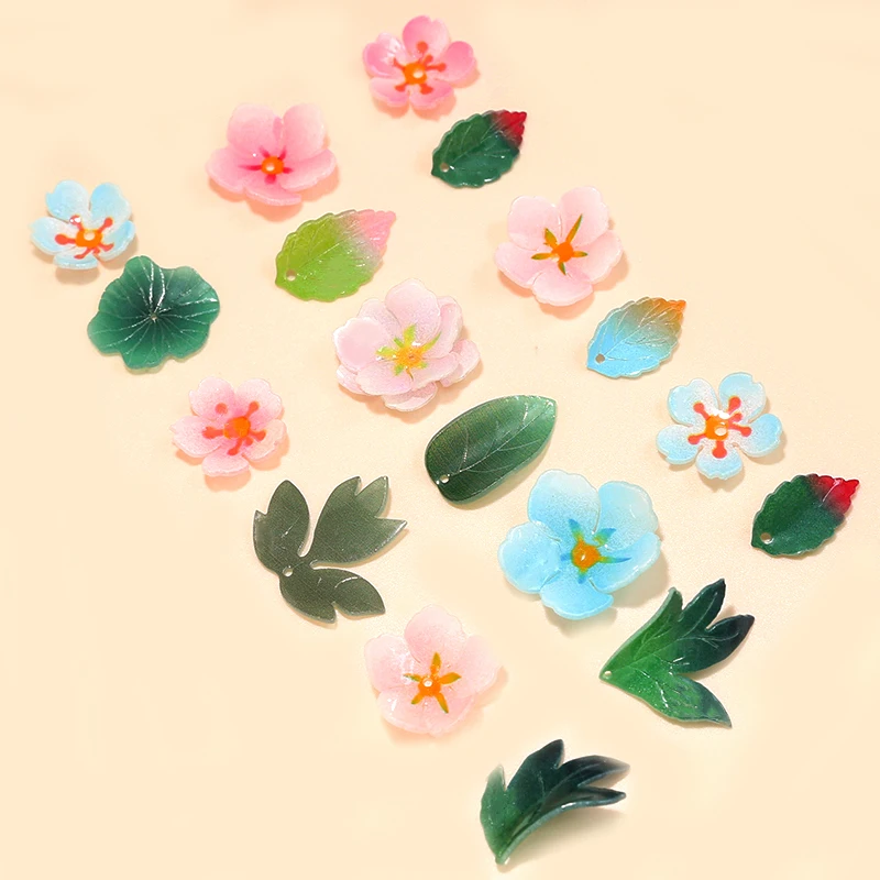 

1pcs Sweet Five-petal Flower Flower Leaf Sheet Resin Straight Hole Diy Handmade Jewelry Earrings Accessories Material Charms