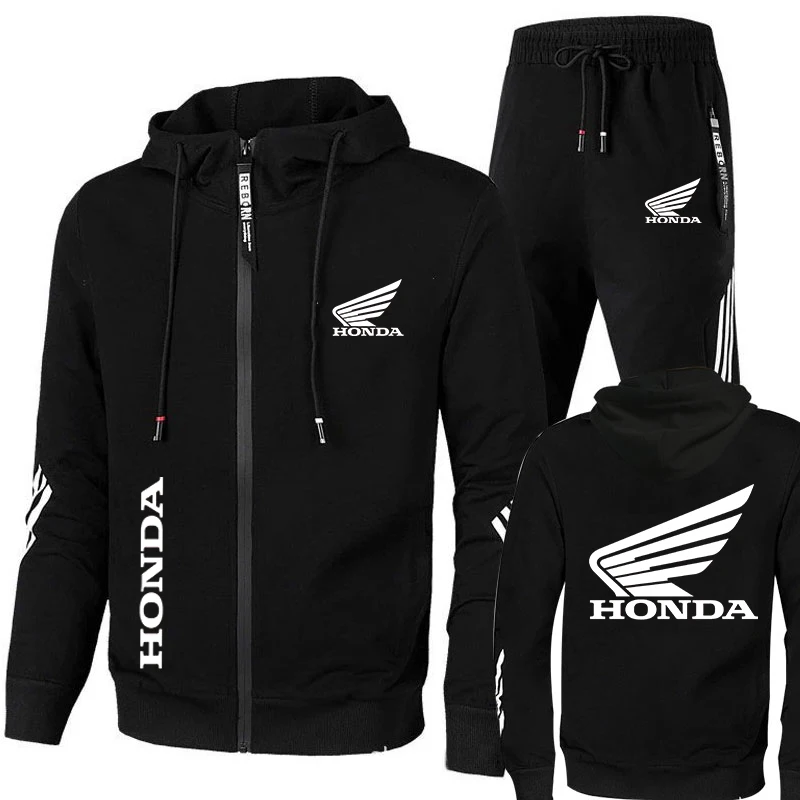 New Sports Set 2023 Set Hoodie Zip Print Honda Men's Set 2 Cut Sports Racing Set Jogging