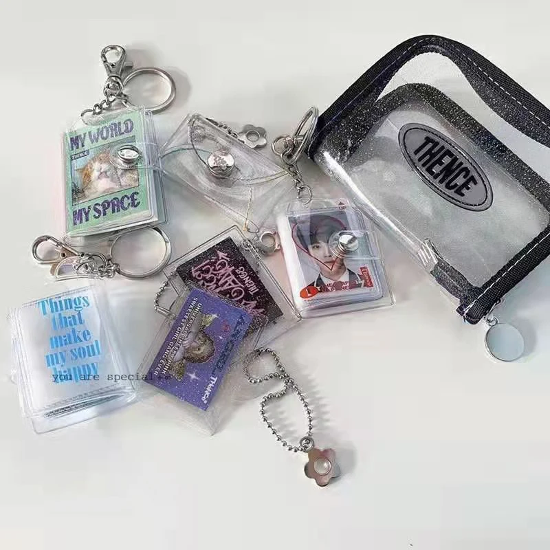 Laser transparent cosmetic bag ins style American retro stationery storage coin purse card holder Promotion | Канцтовары для офиса