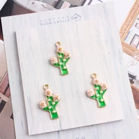 10pcslot cartoon cactus tree shape enamel pendants diy jewelry making bracelet necklace earring accessories charms 1525mm