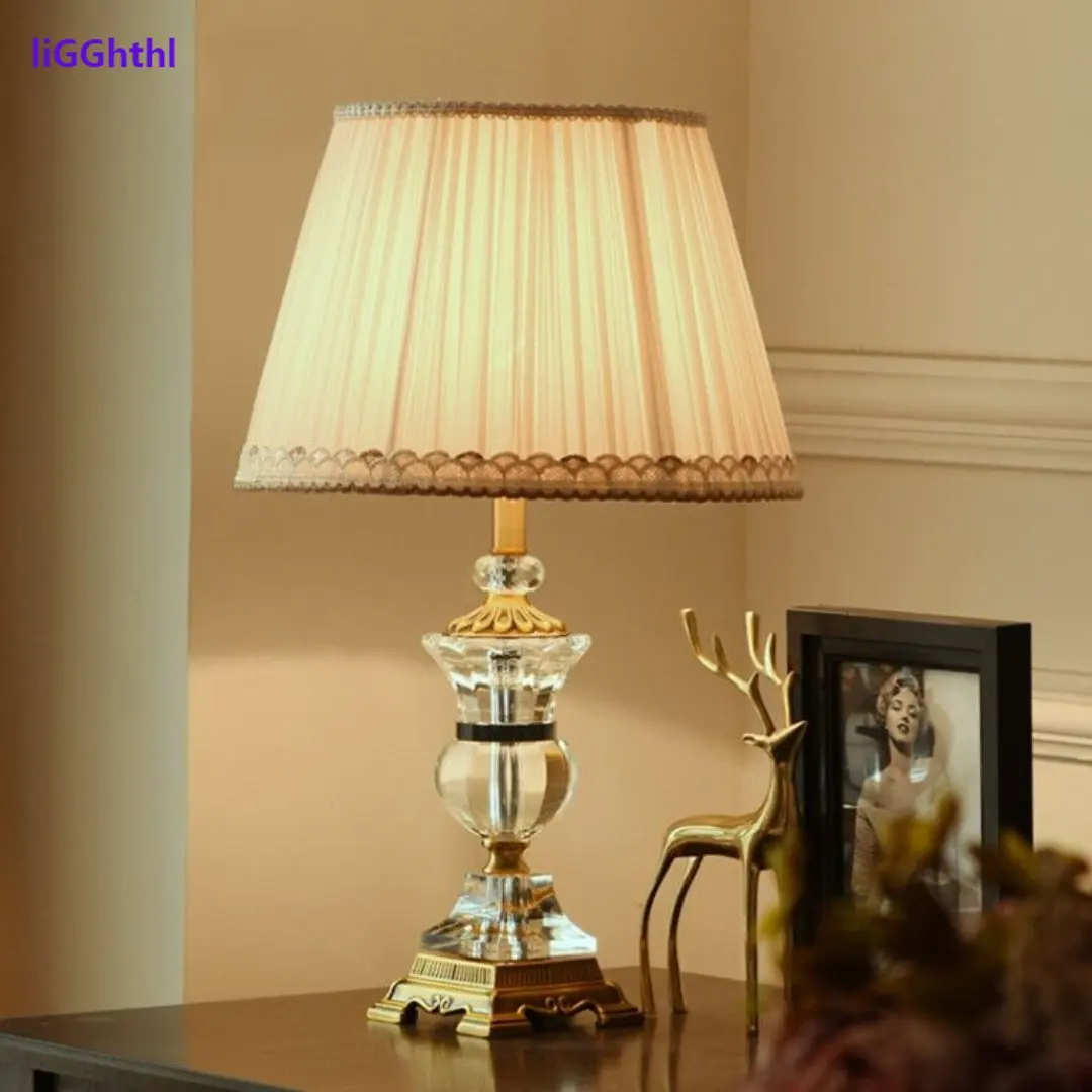 

Crystal Table Lamps Desk Lights Led Luxury French Creative Modern Design Fabric Lighting Living Room Office Indoor Crystal Lamp
