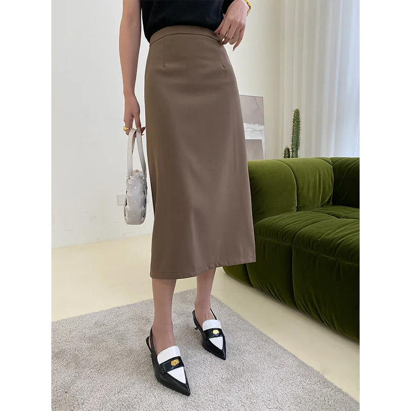 

2023 Spring Summer Classic Simple Waist Cut High Waist Straight Suit Skirt