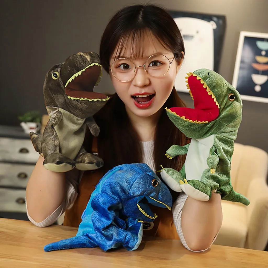 35 см динозавр ручной Пальчиковый Кукла Милая Открытая рот животное плюшевая