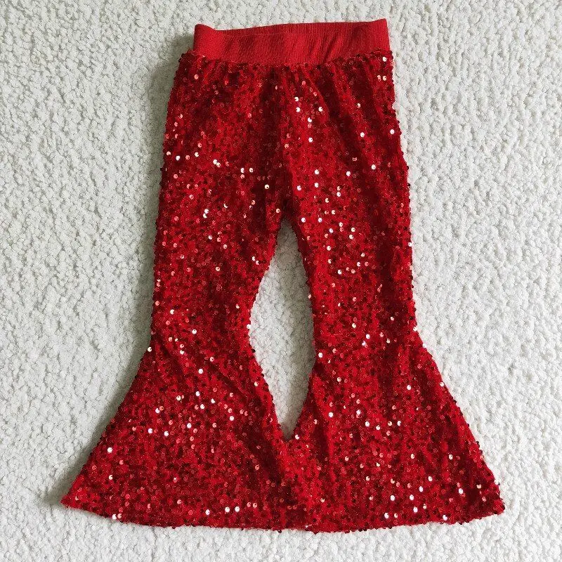 

Лидер продаж 2022, бутиковые брюки для девочек на осень и зиму, дизайнерские красные брюки с блестками, Детские комплекты одежды, оптовая прод...