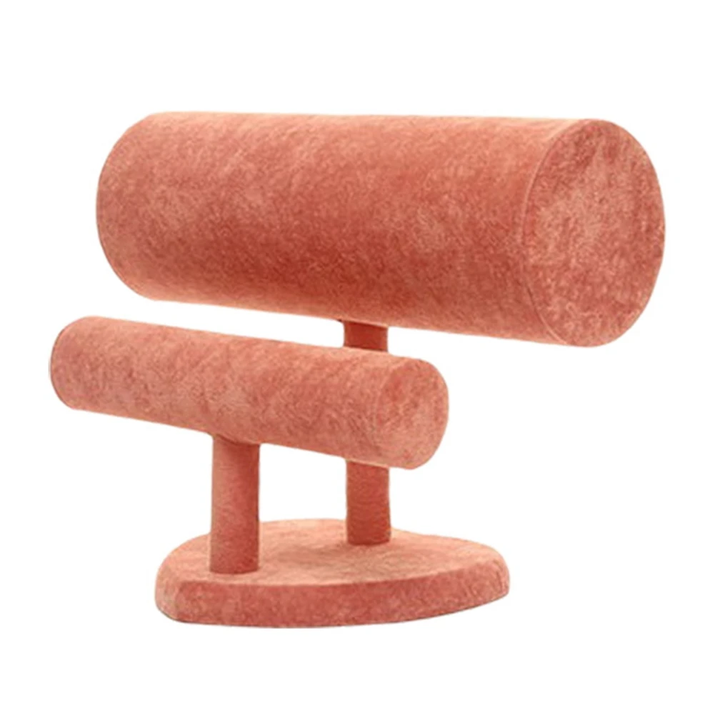 

2 Tiers T-Bar Velvet Headband Holder Bracelet Jewelry Display Stand Rack Organizer Holder for Shop Show Rack Pink