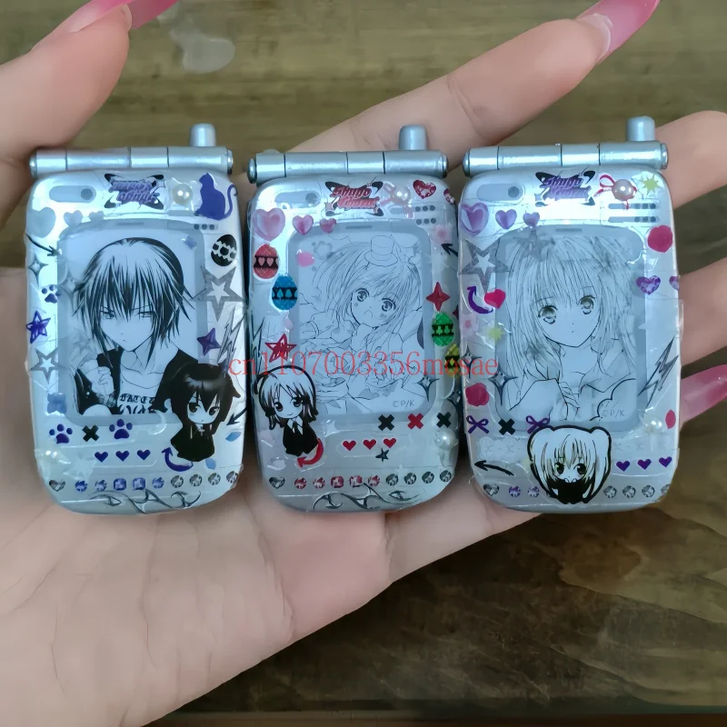 Фото В наличии: Оригинальный коллекционный брелок-диктофон Shugo Chara в виде телефона-раскладушки, Y2K-подвеска с декоративными наклейками DIY, игрушка-сюрприз в слепой коробке, подарок №3