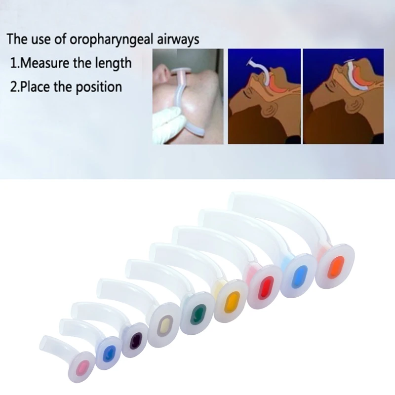 

9pcs Oral Airway Gas Tube First Aid Guide Air Shape Coded Guedel Airway Tube