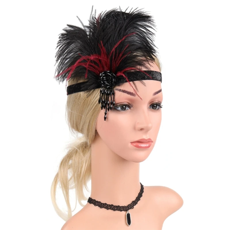

Feather Flapper Headbands 1920s Prom Dancer Headpiece for Special Event Wedding Engagement Night Headwear Hair Styling