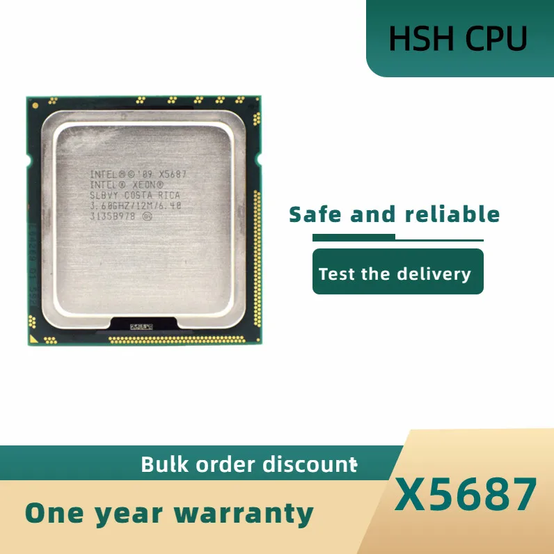 

Процессор Intel Xeon X5687, 3,6 ГГц, 12 МБ, четырехъядерный, 6,4 ГТ/с, LGA 1366 SLBVY