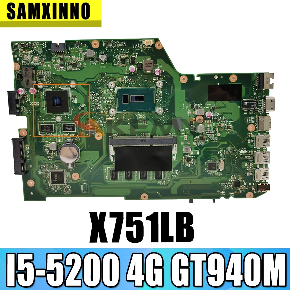 

Материнская плата для ноутбука Akemy X751LB Материнская плата ASUS R752LA X751LJC R752LD X751LN X751LD X751LJ X751LB A751L, 4G GT940M