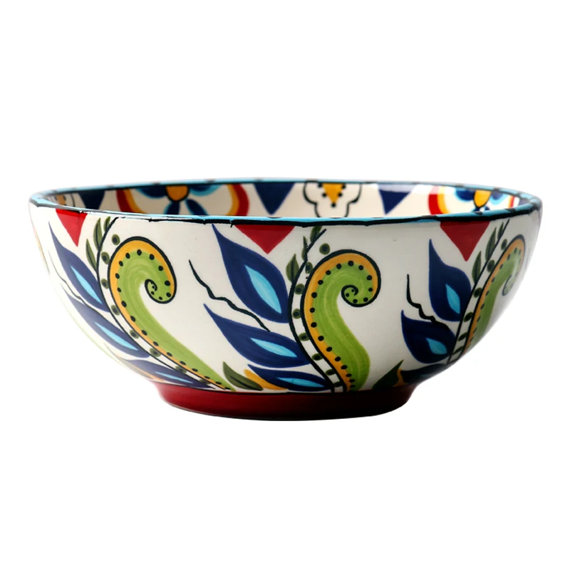 Керамическая миска европейская Бытовая для риса маленькая супа сетчатая красная