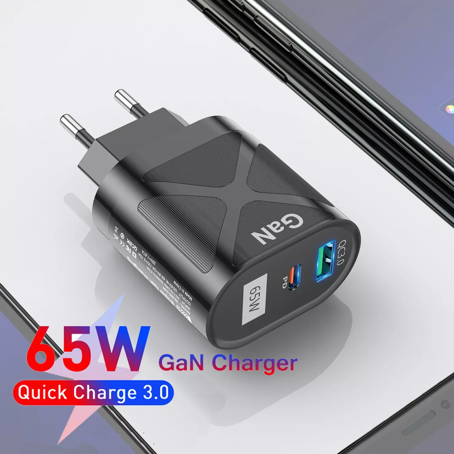 

PD 33W GaN Charger for iPad Pro iPhone 13 Pro Max QC3.0 2Ports 65W USB Type C Fast Charger for Samsung S22 Xiaomi Mi 12 Redmi 11