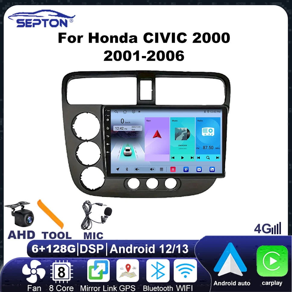 Автомобильное радио SEPTON Android Navi Stereo для Honda CIVIC 2000 2001-2006 автомобильный экран Auto WIFI BT
