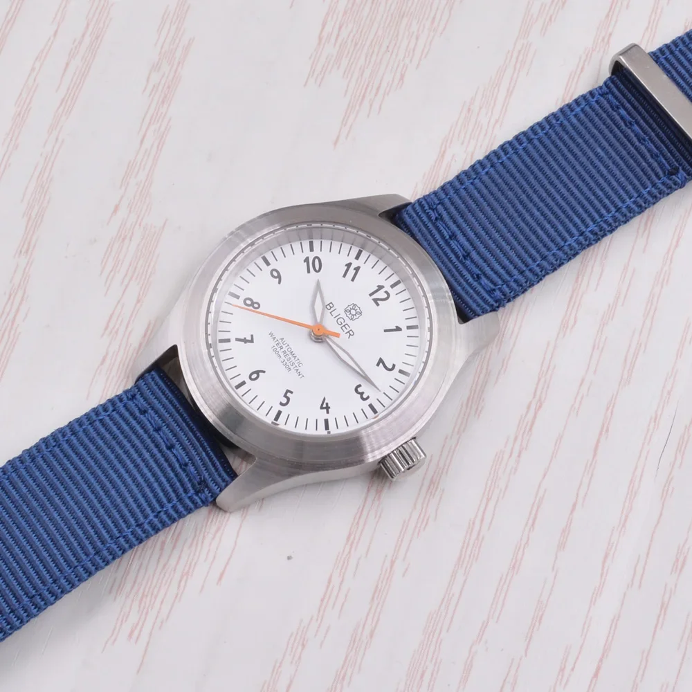 BLIGRT 39 мм NH35 Механизм Нейлоновый ремешок Сапфировое стекло Корпус из нержавеющей