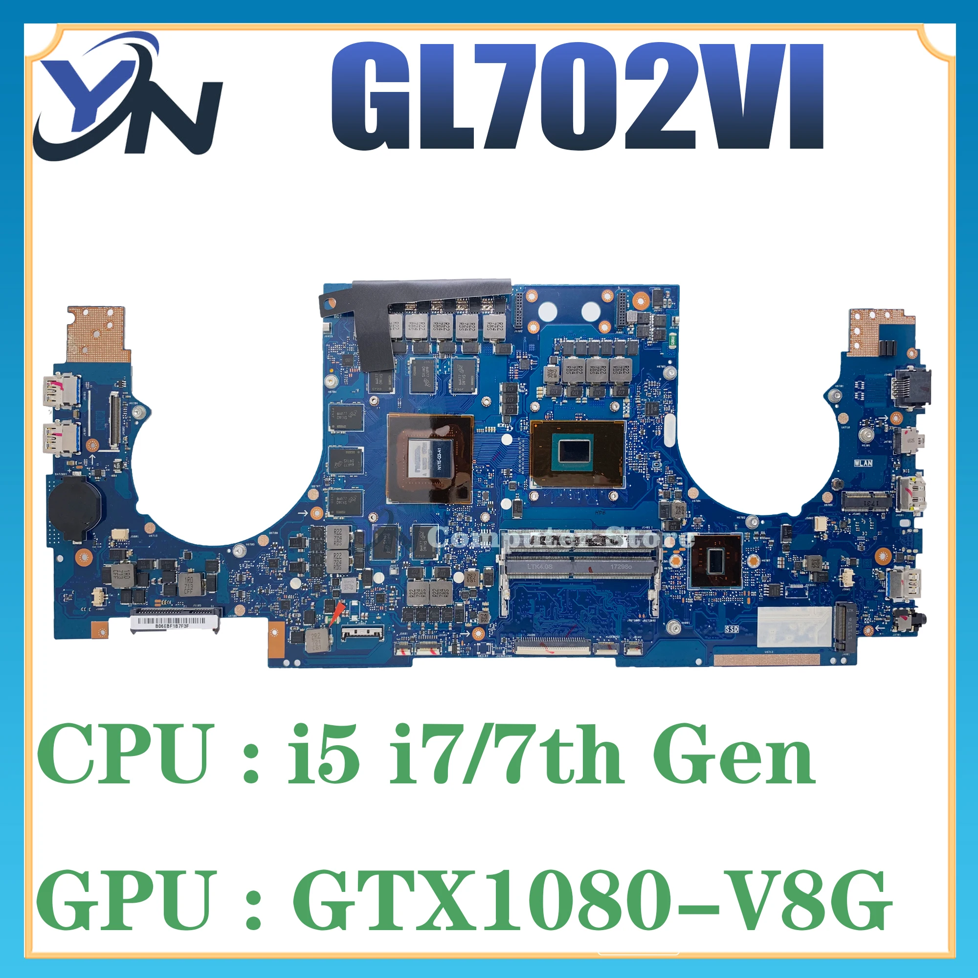 

GL702VI i5-7300H i7-7700HQ GTX1080-8G Mainboard For ASUS ROG GL702V S7V S7VI Laptop Motherboard Main Board Test 100% OK