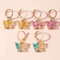 6pcs colorful shinning glitter butterfly drop earrings summer beach dangle earrings for women vacation wedding jewelry set