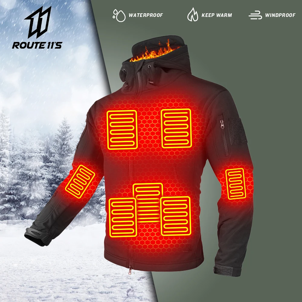 Men Heated Jacket Warm Fishing Clothing Winter Thermal Coat  USB Heating Jacket Outdoor Skiing Hiking Military Tactical Jacket