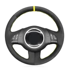 Черный замшевый желтый маркер, прошитый вручную, не скользит, фотосессия для Fiat 500 2007-2015 500e 2014-2018 500C 2014-2017