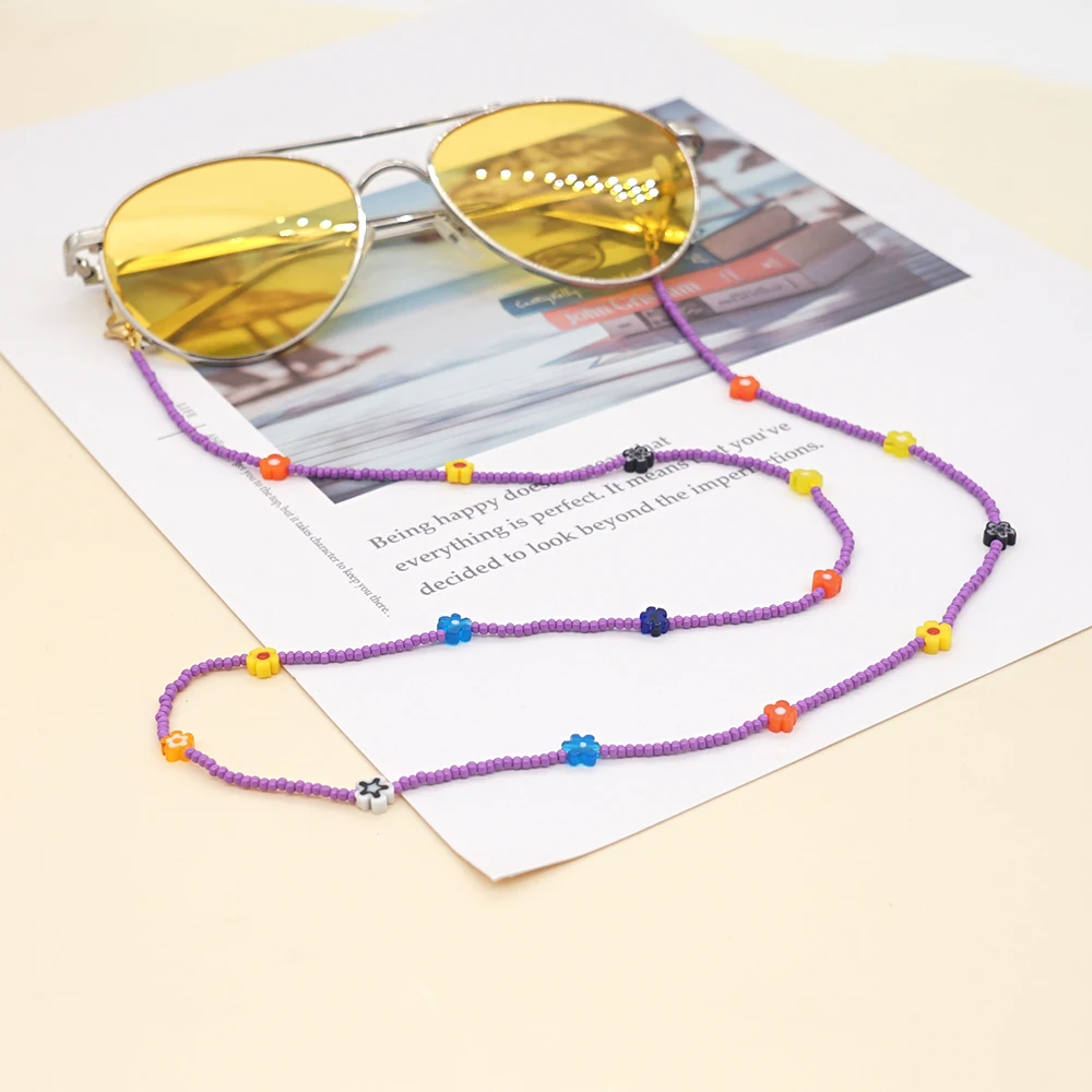 Go2Boho 2022 летняя многоцветная Маргаритка Цветок Солнцезащитные очки цепочка