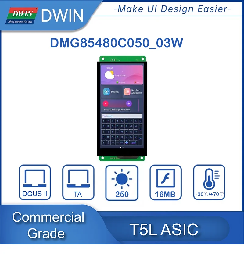 Dwin 5 inch 854x480 HMI screen smart tft LCD UART Module hmi display DMG85480C050_03W