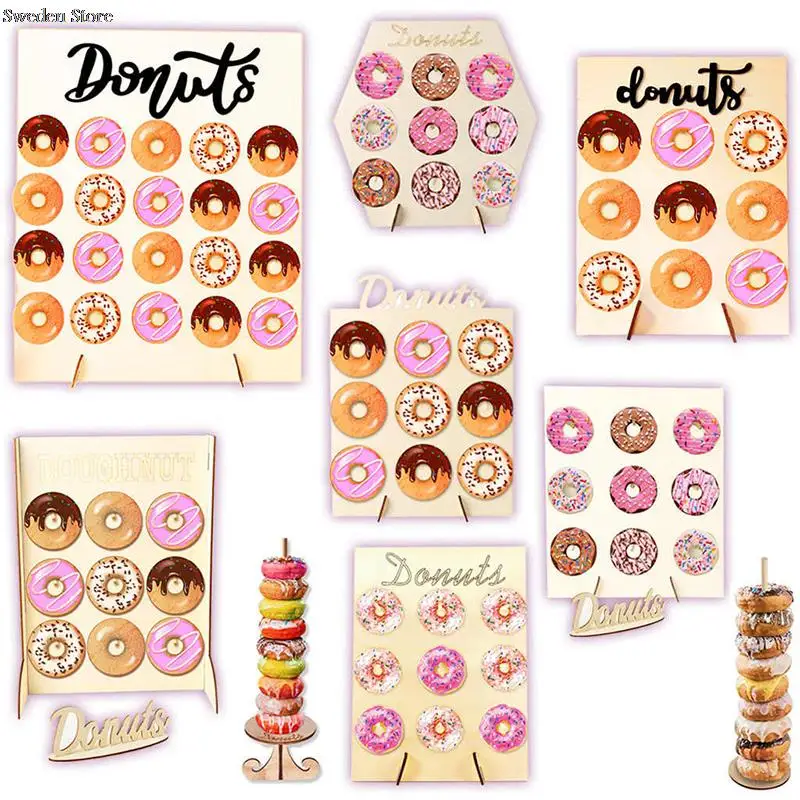 1PC Donut Wall Hanging Donuts Holder Stand Boards Wedding Decor Accessory Dinner Table Decoration Baby Kids Birthday Party