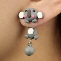 new fashion personalized acrylic clay animal stud earrings for girls cute 3d cartoon fox cat color earrings handmade jewelry gif
