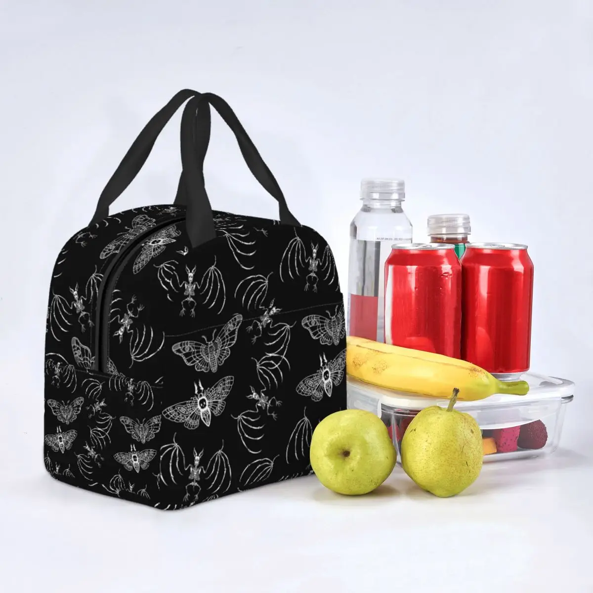 Lunch Bags for Women Kids Bat Dead Head Moth Thermal Cooler Portable Picnic School Oxford Tote Food Storage Bags