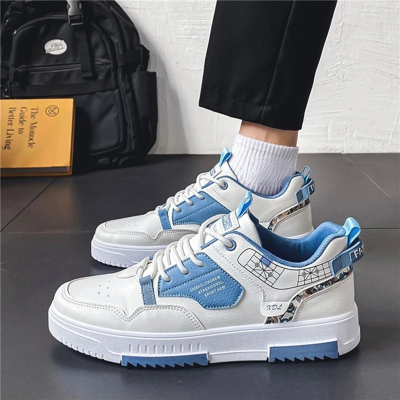 

Men Casual Shoes Men Fashion Sneakers 2023 New Comfortable Breathable Running Shoes Blue White Thick Soled Simple Outdoor Shoes