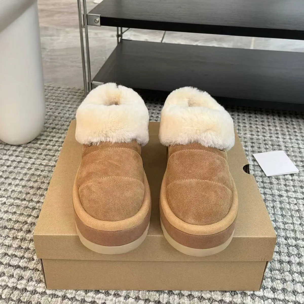 Дизайнерская брендовая женская обувь шерстяные интегрированные зимние ботинки