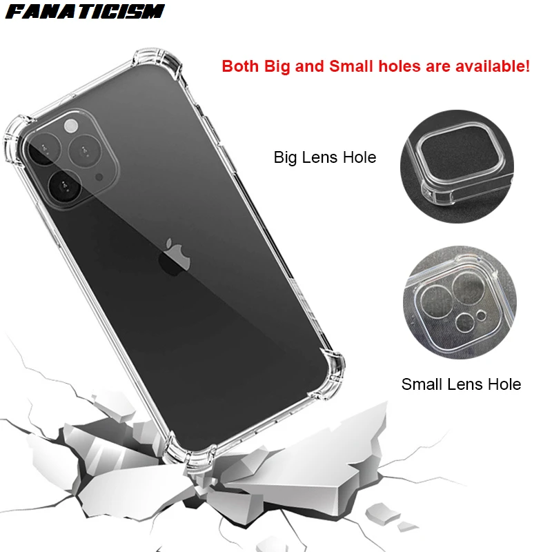 

100pcs Flexible Clear Soft TPU Case For Iphone 13 Pro 14 14pro 12 Mini 11 XS MAX XR 6s 7 8 Plus Airbag Anti-knock Back Cover