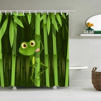 frog decor shower curtain childish funny cartoon artwork print polyester waterproof fabric bathroom shower curtain with hooks