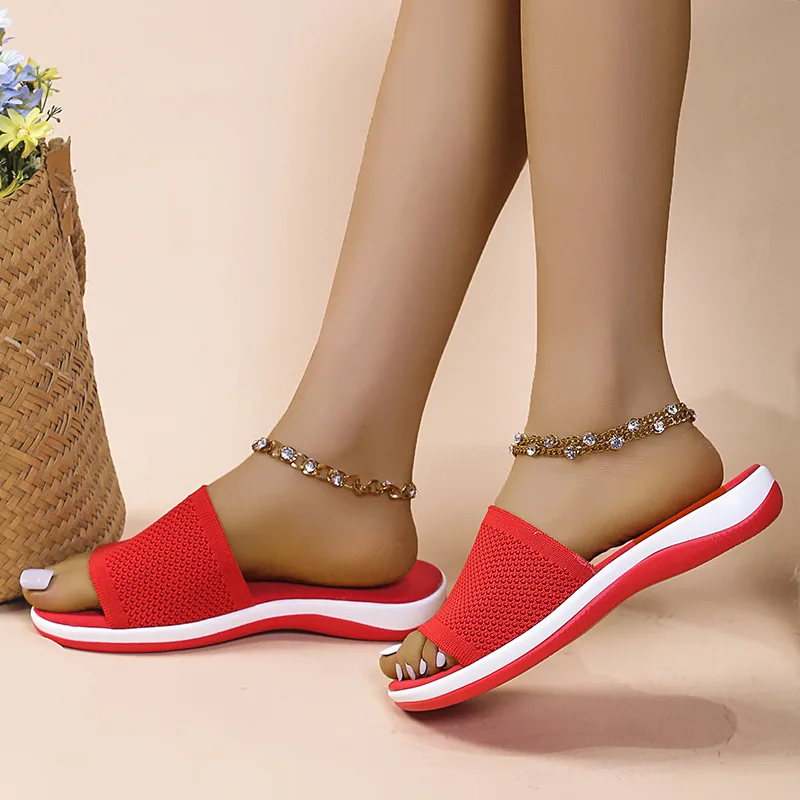 

Women's New Slippers 2022 Summer Solid Color Mesh Material Concise Style Comfort Shoes Female Sandals Shoes Soft Bottom Fashion