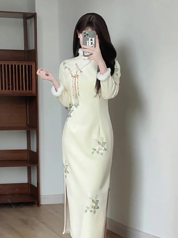 Улучшенное женское осенне-зимнее платье Young Sle 2023 новое зимнее милое утепленное