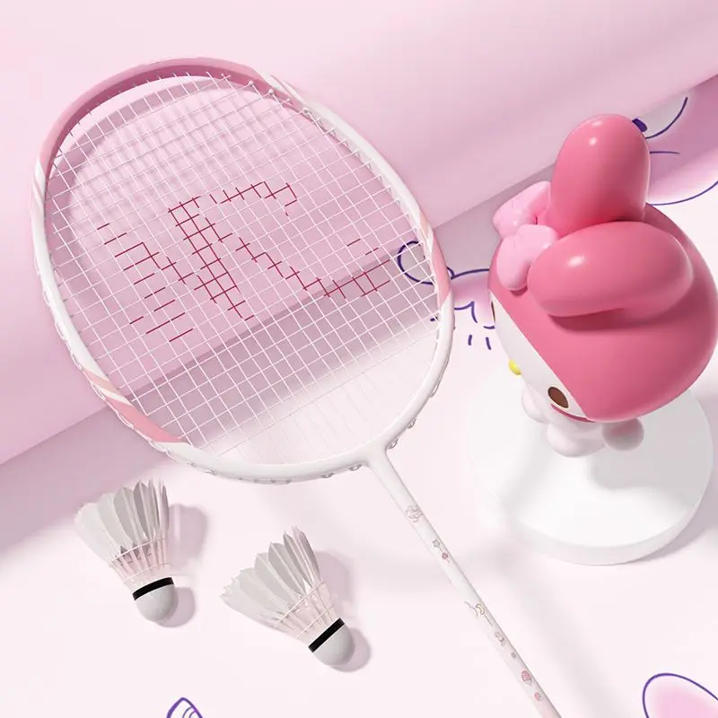 Фото Sanrio My Melody Kuromi Cinnamoroll мультфильм детская двойная ракетка для бадминтона креативная милая аниме периферийные устройства карбоновая ракетка для бадминтона №4