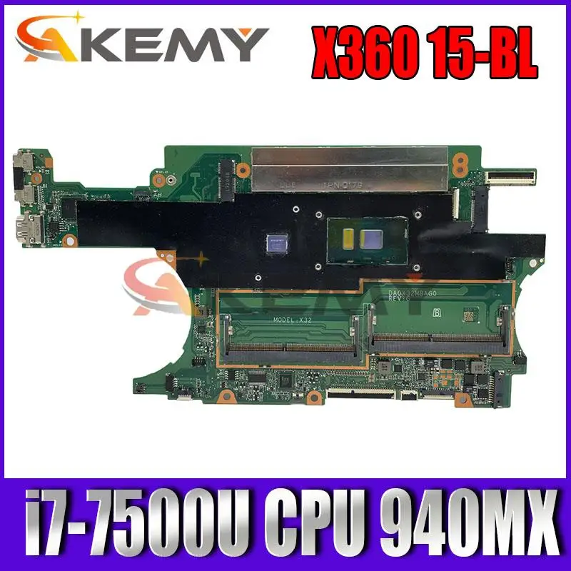 

Материнская плата для ноутбука HP SPECTRE X360 15-BL с процессором i7-7500U 940MX GPU 911083-601 911083-001 911083-501 DA0X32MBAG0