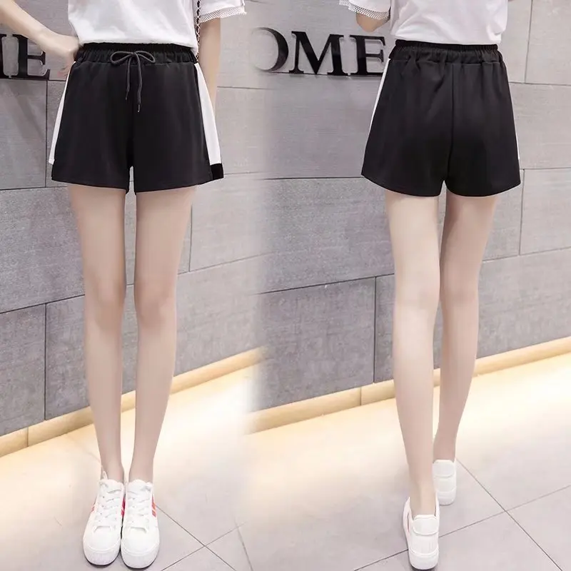

Summer Women Shorts Drawstring Sport Shorts Casual Wide Leg Shorts Female High Waist Loose Elastic Waist Women's Streetwear