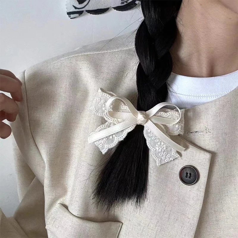 Балетная кружевная заколка для волос с бантом девочек милая боковая челка зажим