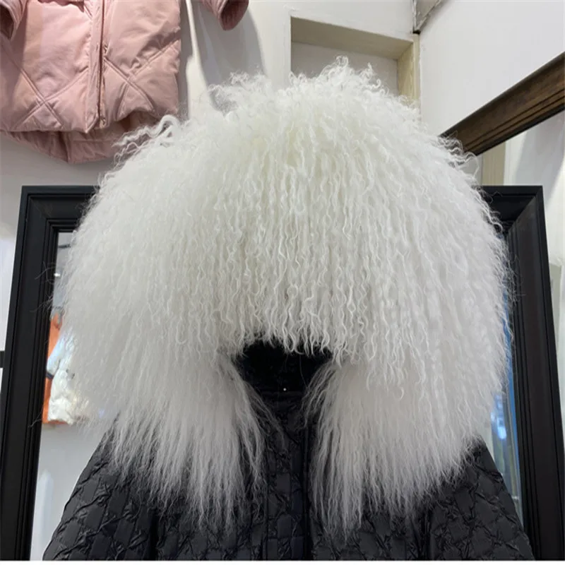 2022 new sheep fur wool fur collar 90% white duck down coat Thick Warm Winter Coat Female High Quality Down Parka