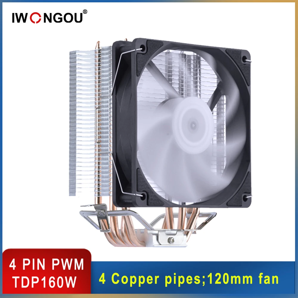 

Кулер для процессора x99, PWM 4Pin IWONGOU 4 тепловые трубки, Rgb воздушный кулер, кулер для процессора Intel Lga 2011v 3/1366/1700/1200/AMD