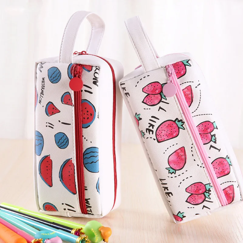 

Creative Kawaii Watermelon Strawberry Pencil Case Student Kid Large Capacity Cute Stationery Storage Bags School Office Supplies